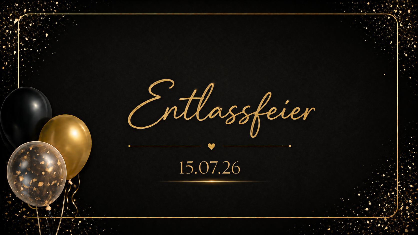 Schwarz-goldenes Corporate Design für eine Entlassfeier